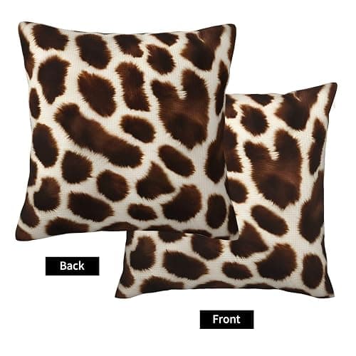Kuderiy Giraffe Skin Print Throw Pillow Covers 18x18 Set of 2 Jungle Animal Texture Print Decorative Pillows Cases Brown and Beige Square Cushion Covers for Couch Bed Sofa Living Room thumbnail 3