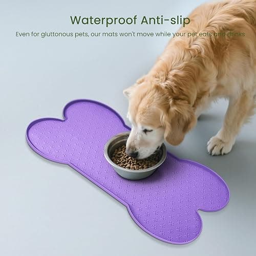 PWTAA Dog Food Mat Anti-Slip Silicone Dog Bowl Mat Thicker Pet Placemat Waterproof Cat Feeder Pad with Raised Edge Puppy Kitten Feeding Mats Suitable Small Medium-Sized Dogs Cats Eating Tray thumbnail 3