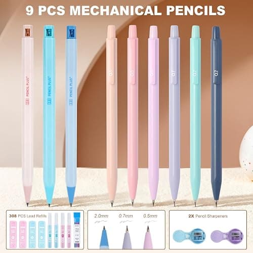 GUGUKUKU 58 PCS Aesthetic School Supplies with Cute Pencil Case,12 Pastel Highlighters, 5 Gel Pens Black Ink，9 Mechanical Pencils for，Student Stationary，CollegeEssentials Gifts (Blue) thumbnail 6