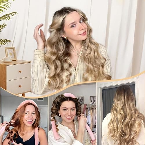 Yanibest Heatless Hair Curler to Sleep in, Overnight Curl Headband for Natural Wavy Curls, No Heat Soft Hair Curler Set with Hair Clip Scrunchies for Styling, No Slip Heatless Curls thumbnail 6