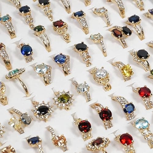 YITANA 50PCS Fashion Wholesale Lots,Bulk Rings Colorful Rhinestone Ring for Boutique Resale (50PCS OPP Bag) thumbnail 5