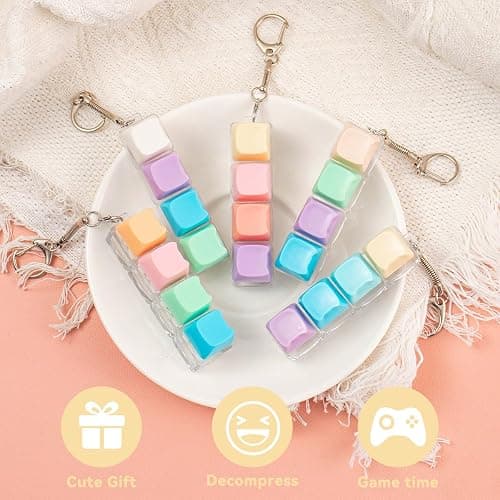 5Pcs Keyboard Fidget Toy, Loud Fidget Keyboard Keychain 4-in-1 Keyboard Clicker Fidget Toy Stress Relief, Cute Button Clicker Fidget Sensory Fun Toys for Anxiety Decompression (Cat) thumbnail 5
