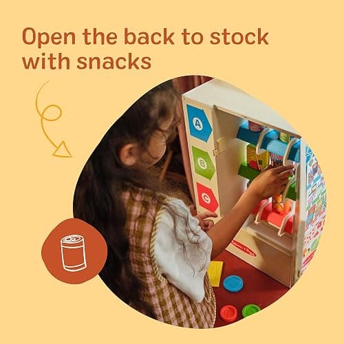 Melissa & Doug Sort-Stock-Select Wooden Vending Machine Toy with Play Food, Mini Vending Machine Toys & Play Money, Preschool Toys for Kids Ages 3+ thumbnail 6