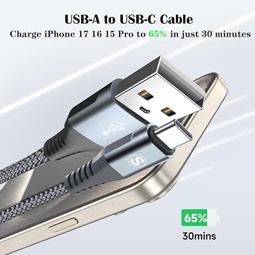 USB C Charging Cord [2Pack 10ft],USB C Cable Fast Charger 3.0A,USB C to USB Nylon Type C Charging Phone Charger for i Phone 17 16 15 Pro Max,Samsung S25/S24/S23/S22/S21/S20/S10,A71/A70/A54/A51,Note20 thumbnail 2