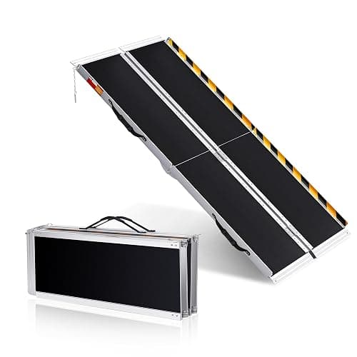 Aluminum Portable Wheelchair Ramp Folding Ramp w/Non-Slip Surface, Threshold for Home Steps, Scooter for Car, Doorways, Curbs & Stairs, 600 Lbs Capacity - Image 1