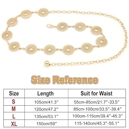 HIQUACC Women's Chain Belt Metal Waist Belt Chunky Belly Link Belt thumbnail 5