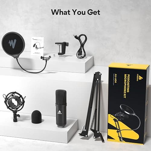 USB Microphone, MAONO 192KHZ/24Bit Plug & Play PC Computer Podcast Condenser Cardioid Metal Mic Kit with Professional Sound Chipset for Recording, Gaming, Singing, YouTube (AU-A04) thumbnail 9