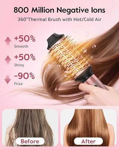 Brightup Air Wrap Hair Styler, 5 in 1 High Speed Hair Dryer Brush, Professional Automatic Hair Curler with Cool Shot Button, 800 Million Ionic, No Heat Damage, with Travel Bag thumbnail 5