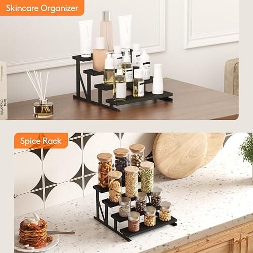 Lifewit 4 Tier Cologne Organizer for Men, 9.8inch Wooden Perfume Stand, Display Riser Shelf for Fragrance, Aftershave, Skincare Makeup for Vanity, Bedroom, Bathroom Countertop Storage, Black, 1 Pcs thumbnail 7