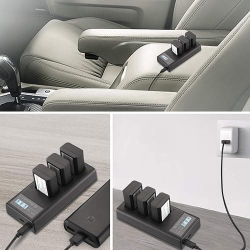 3-Pack NP-FW50 Battery and 3-Slot LCD Charger Compatible with Sony ZV-E10 A6000 A6500 A6300 A7 A7II A7SII A7S A7S2 A7R A7R2 A7RII A55 A510 RX10 RX10II Camera thumbnail 7