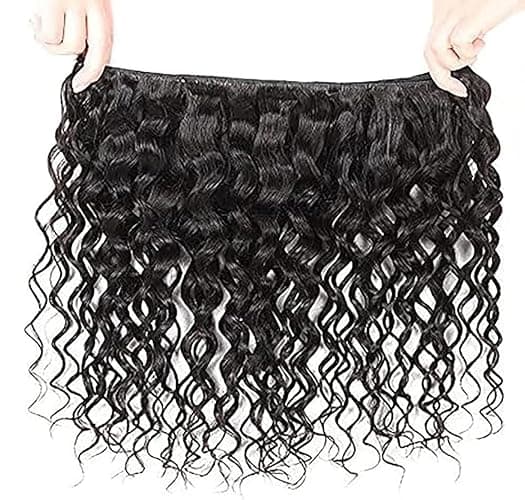 Tuheerst Water Wave Human Hair Bundles 1B Natural Black Menschliches Haar Human Hair Extensions Unprocessed Echthaar Tressen Double Weft Remy Hair for Woman 12 Inch thumbnail 5
