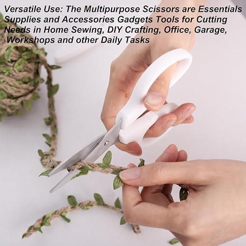 YOUGUOM 6in White Scissors, Multipurpose for Office School Crafts Sewing | Comfort Grip, Stainless Blades, Left/Right Hand, Cuts Cardboard, Fabric for Home Classroom, Teacher Desk, w/Protective Cover thumbnail 6