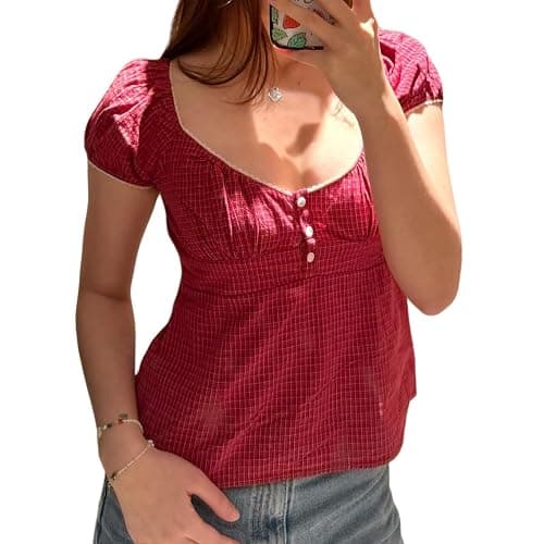 Short Sleeve Shirts Lace Patchwork Tee Tops - Image 1