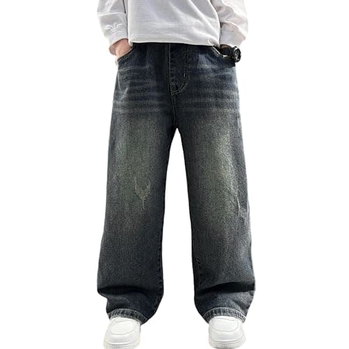 Rolanko Boys Baggy Jeans, Wide Leg Elastic Waist Denim Pants Loose Fit Trousers Vintage Y2K Streetwear - Image 1
