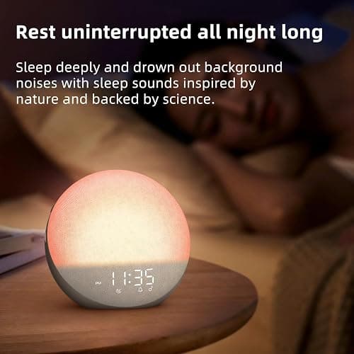 Odokee Sunrise Alarm Clock White Noise Machine: Natural Wake Up Light | Dimmable Clock with Bluetooth Speaker for Bedroom - 25 Sleep Sounds for Baby Adults Kids Cocoa thumbnail 6
