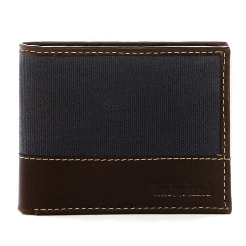 Timberland Men's Baseline Leather Canvas Wallet with Attached Flip Pocket - Image 1