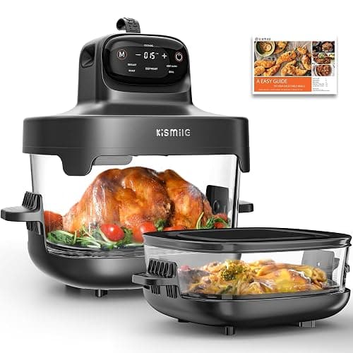 Kismile 5-in-1 Portable Glass Air Fryer, 2.6QT & 4.7QT Dual Glass Containers with Lids, 85% Less Oil, Compact Smart Air Fryer Oven for Deep Roast, Crisp, Keep Warm – Freezer & Dishwasher Safe - Image 1