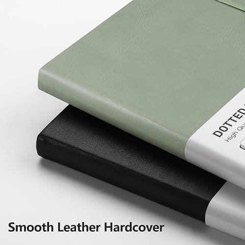 RETTACY Dotted Journal Notebook, 192 Pages, A5 Medium Size (5.7'' x 8.3'') | Leather Hardcover, 100 GSM Thick Paper, for Journaling, Planning, Tracking (Sage Green) thumbnail 4