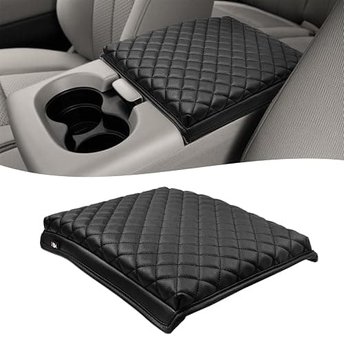 KBH Center Console Armrest Cover for Ford F150 2004-2010, 40/20/40 Split Bench Jump Seat, Middle Console Lid Protector Thick Pad, Vinyl Leather, Anti-Scratch, Black - Image 1