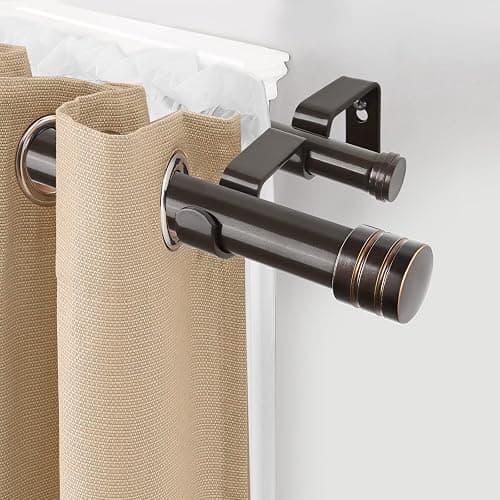 TONIAL1 Inch Double Curtain Rods for Windows 66 to 120 Inches (6-12ft), Heavy Duty Decorative Drapery Rod for 32 to 144 Inches (5.75-11.7ft) with Classic Cap Finial, Bronze thumbnail 2