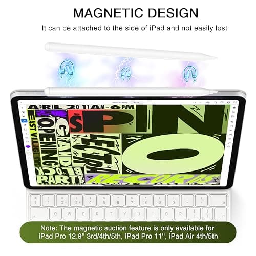 HATOKU Stylus Pen for iPad 2018-2025, 15 Mins Fast Charging Magnetic Pencil (1st Generation) with Tilt Sensitivity & Palm Rejection for iPad 6-8/9/10/11, Air 3/4/5/M2/M3, Mini 5/6/7, Pro 11/12.9/M4/M5 thumbnail 4