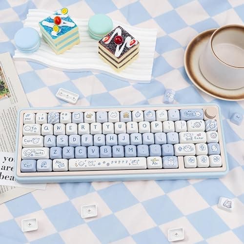 COOMICKEY Blue White PBT Keycaps 130 Keys MOA Profile Dye-Sublimation Cute Puppy Custom Keycaps Set for Cherry MX Gateron Kailh Switches Mechanical Keyboards thumbnail 5