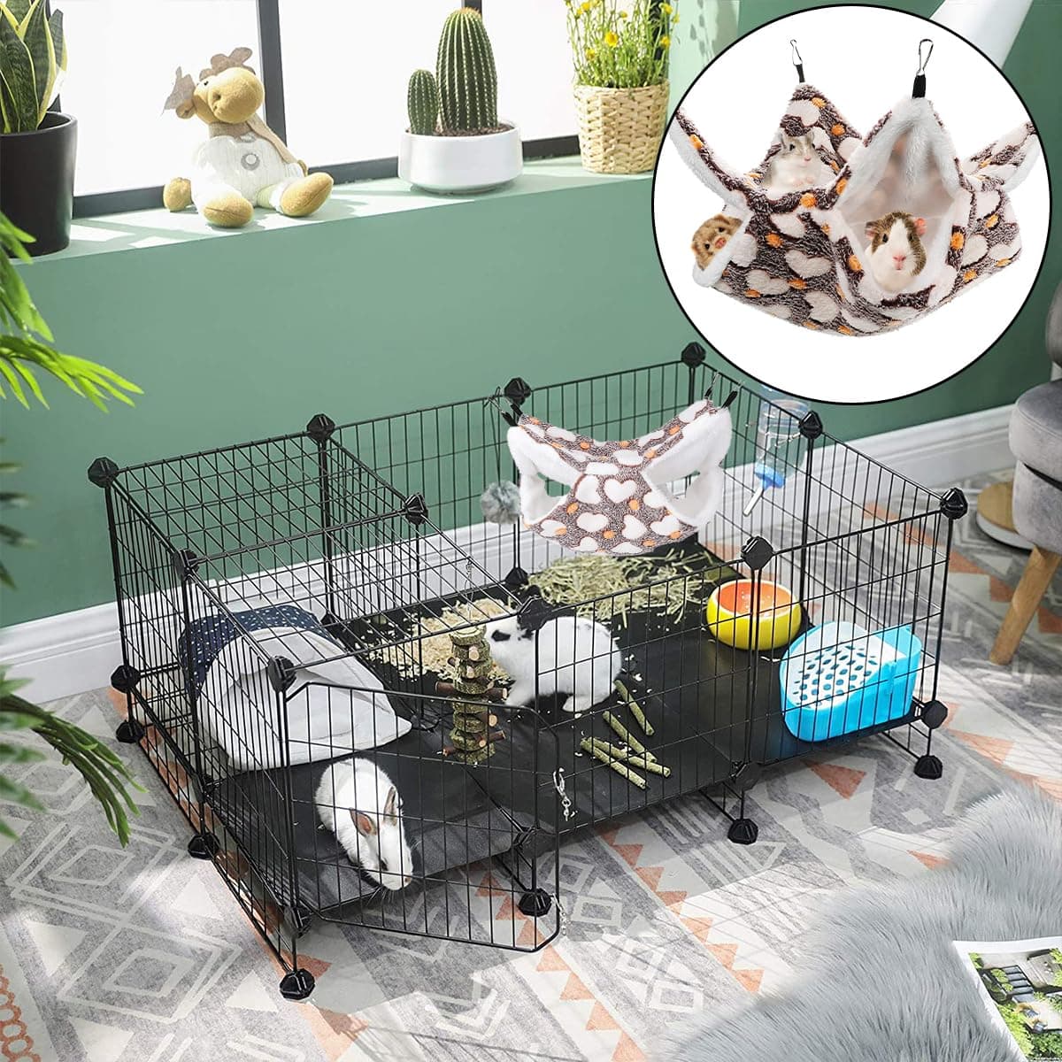 Small Pet Cage Hammock, 1 PCS Double Layer Pet Hanging Bed for Ferrets, Guinea Pigs, Hamster, Squirrel, Rabbit (30 x 30cm/11.8 x 11.8in) thumbnail 5