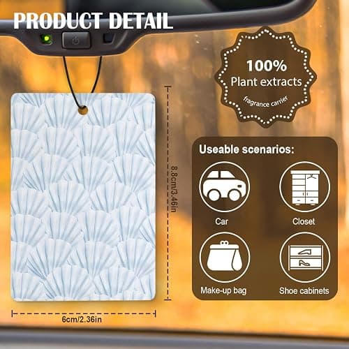 KBRCT Blue Coastal Beach Car Air Freshener 4 Pcs, Preppy Coastal Seashell Palm Tree Meet Me at the Beach Hanging Air Freshener for Cars Closet Drawer Books, Cute Car Accessories for Women Girls thumbnail 3