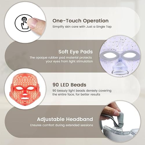 TOYHIS LED Face Mask Light Therapy,LED Light Therapy Mask for Face，Portable 7 Colors LED Facial Skin Care Mask for Home Use,Rechargeable thumbnail 4