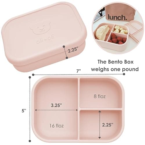 Ali+Oli Silicone Bento Box for Kids, Baby Lunch Box, BPA-Free, Spill-Proof | Daycare, Preschool, Food separation, Portion control, Snack storage, Travel-friendly, Easy cleaning, Toddlers thumbnail 3