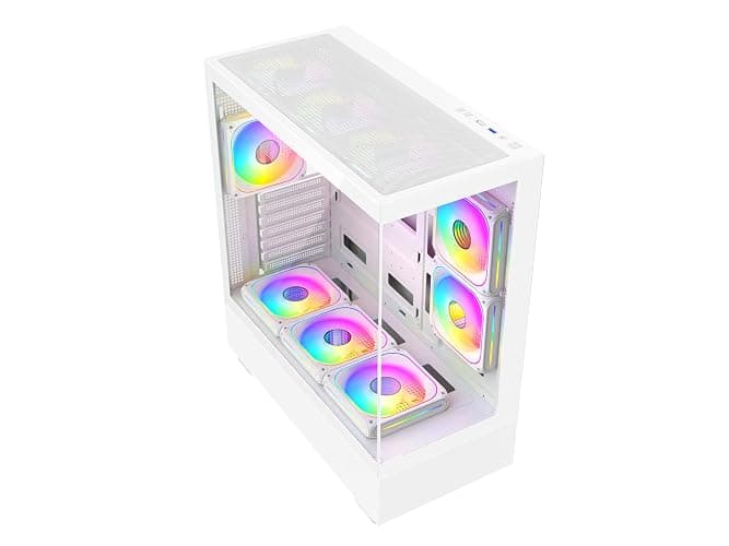 ASC Gaming PC Tower, AMD Ryzen 5 5500, 16GB RAM, 1TB+256GB SSD, RTX4060 8GB Graphics, Windows 11, White RGB 9 Fan Glass Gaming Case thumbnail 3