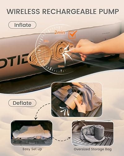 Inflatable Truck Bed Mattress for Tacoma Truck Air Mattress 5ft-5.5ft for Mid-Size Pickup with Detachable Tailgate Extension​, Honda Ridgeline Jeep Gladiator JT,Space-Optimized Design, Built in Pump thumbnail 2