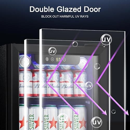 Antarctic Star Mini Fridge Cooler - 12 Bottle 48 Can Beverage Refrigerator Glass Door for Drinks or Beer Wine –Small Drink Dispenser for Home, Office or Bar, Electronic Temperature Control，1.3cu.ft. thumbnail 3