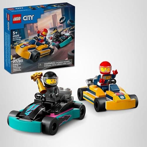 LEGO City Go-Karts and Race Drivers Toy Playset, 2 Driver Minifigures, Racing Vehicle Car Toys, Fun Race Car Toy Gift for Kids Aged 5 and Up, 60400 thumbnail 7
