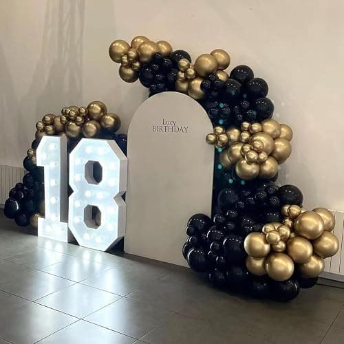 Black and Gold Balloons Garland Arch Kit, 134pcs Black and Metallic Gold Balloons with Different Size for 2026 Graduation Decorations, New Year, Birthday, Anniversary Party Decorations thumbnail 7