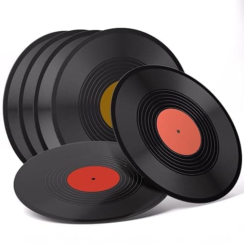 Facmogu 6 Pack 12in Blank Vinyl Record Decor, Fake Vintage Record for Indie Wall Aesthetic Room Decor, 70s 80s 90s Rock & Roll Music Party Decor, Retro Records for Home Living Room, Craft Display Decoration thumbnail 9