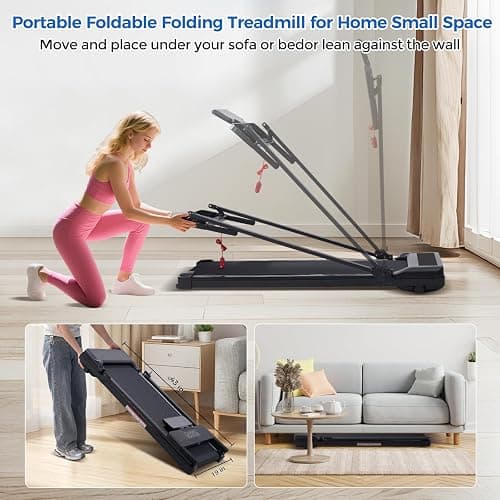 Walking Pad Treadmill with Handle Bar, Compact Portable Treadmills for Home Small, Electric Walking Pads with Handles, 3.5HP Quiet and LED Display, 400 LBS Capacity thumbnail 6