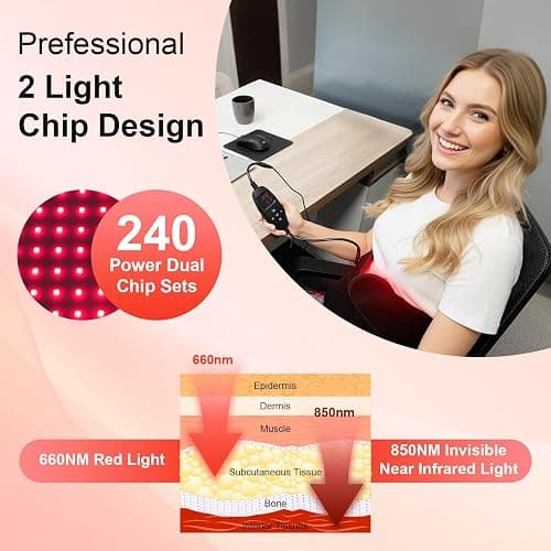 Red Light Therapy Mat for Body - 31.1" x 14.2" Red Light Therapy Pad with 240 LEDs, 660nm Red & 850nm Near Infrared, 29W High-Power, W240 thumbnail 2