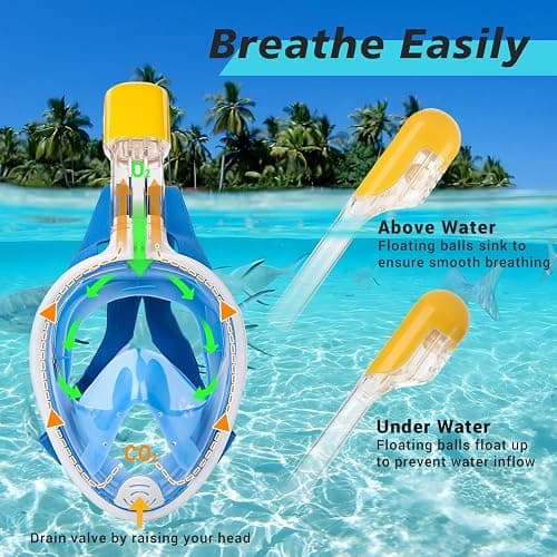 Snorkel Mask Full Face Snorkeling Gear with Anti-Fog and Leakproof Set for Adult and Kids thumbnail 4