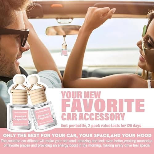 HoogaLife Car Air Freshener Diffuser 2 Pack Hanging Jasmine Dragonfruit Car Air Freshener for Women 45+ days Long Lasting Fragrance Made in USA thumbnail 3