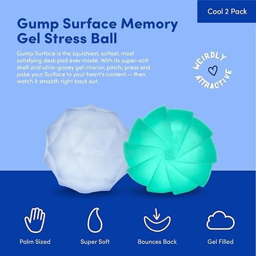 Gump Surface Gel-Filled Stress Ball | Ultra-Squishy Fidget Toy for Stress Relief & Focus | Anxiety Ball for Adults & Teens | Sensory Squeeze Toy | Cool Mix 2 Pack thumbnail 2