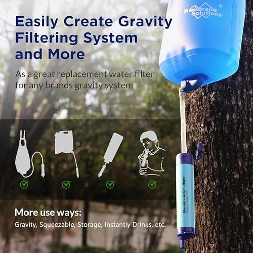 Membrane Solutions Straw Water Filter S1, NSF/ANSI 42&372&401 certificated, Survival Filtration Portable Gear, Emergency Preparedness, Supply for Drinking Hiking Camping Team Family Outing thumbnail 5