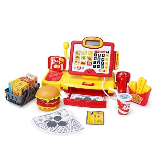 FS Toy Cash Register for Kids, with True Barcode Scanner & Calculator Toys, Pretend Play for Toddlers 3-5, Shopping Playset, Kids Cash Register with Credit Card for Boys and Girls thumbnail 7