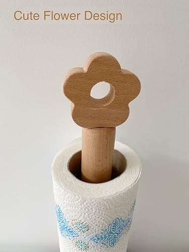 Paper Towel Holder, Wooden Kitchen Roll Stand Organizer Free Standing, Housewarming Gift Present for Friends thumbnail 6