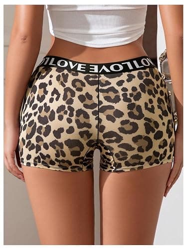 SOLY HUX Women's Leopard Boxer Panties Letter Print High Waisted Boyshort Panty Underwear thumbnail 2