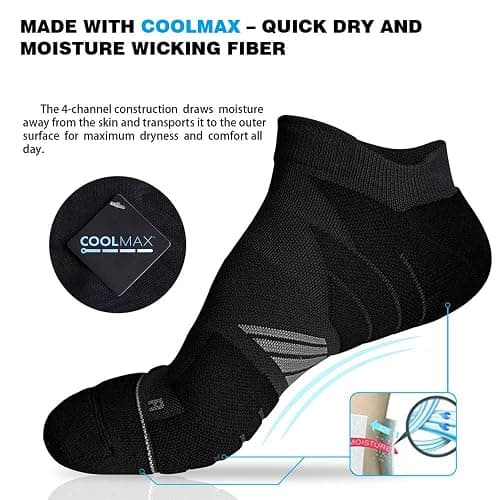 Hylaea No Show Running Athletic Anti-Blister Wicking Coolmax Socks, Seamless Anti-odor thumbnail 3