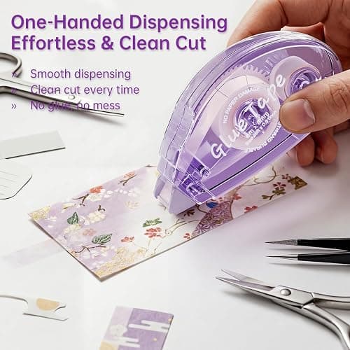 Waicrk Scrapbook Tape,Double Sided Tape Roller for Crafts, 4 Pack Adhesive Glue Runner Scrapbooking Supplies Journaling School Office Teacher Supplies, 0.3IN x 26FT thumbnail 4