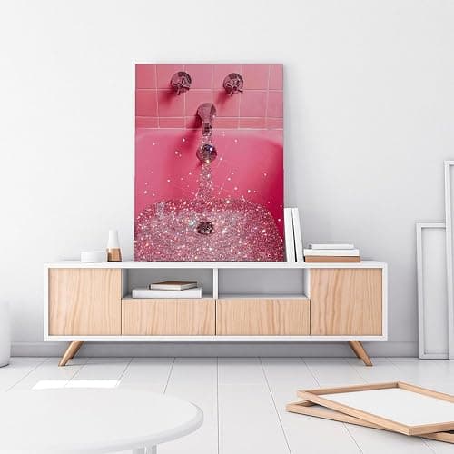 Pink Bathroom Ambiance Canvas Print - Bathtub Aesthetic Wall Art Poster for Bedroom and Living Room Decor 12x16inch(30x thumbnail 3