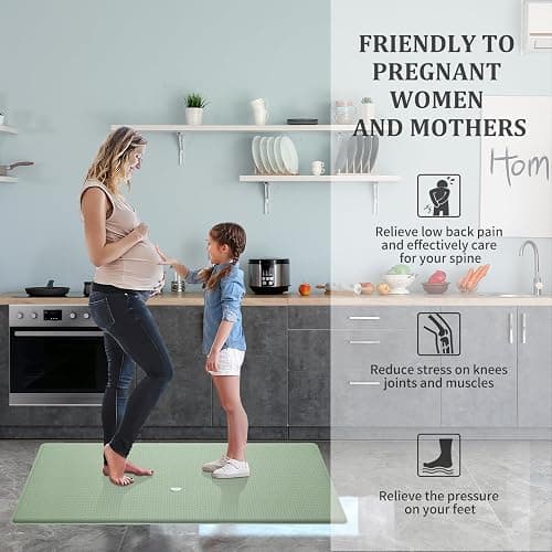 AUTODECO Kitchen Mats and Rugs Set of 2 - Cushioned Anti-Fatigue Kitchen Rug for Floor Washable 17"x29" +17"x59", Light Green thumbnail 5