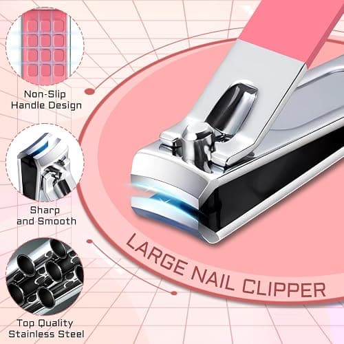 BLESWIN Manicure Pedicure Set, 12 Pcs Nail Care Kit for Women, Mens Nail Grooming Kit, Manicure & Pedicure Tools & Accessories, Pink Nail Kit Manicure Set Luxury Leather Case for Home Salon Use thumbnail 4